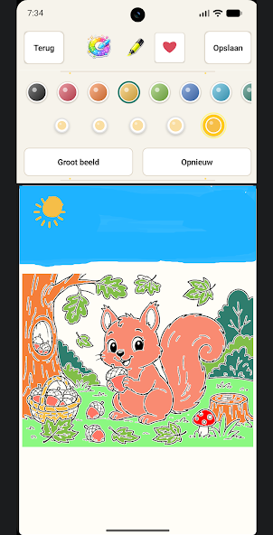 A coloured squirrel on a phone in Mijn Momentje